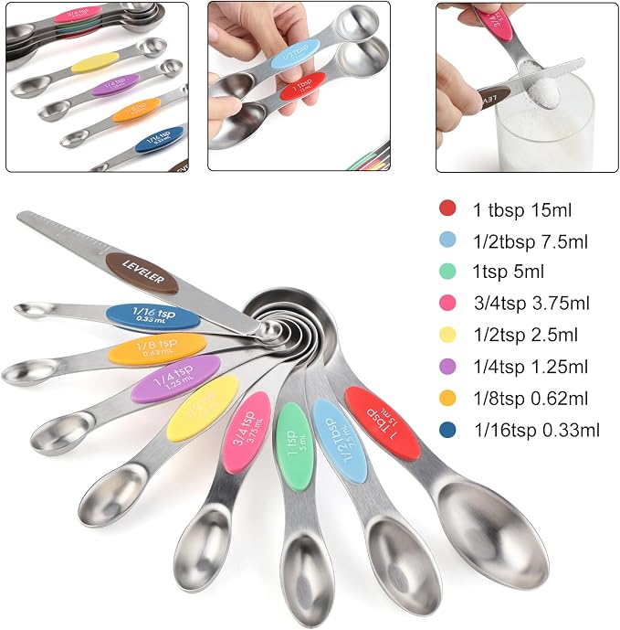 Magnetic Measuring Spoons Set Stainless Steel Dual Sided Stackable Teaspoon - Image 2