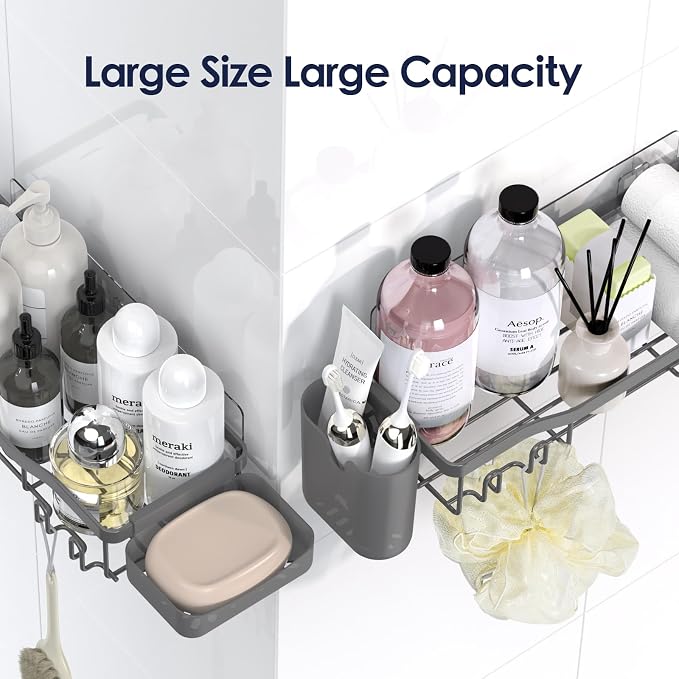 NESOMI Shower Caddy Adhesive Shower Organizer 7-Pack, Rustproof Stainless Steel - Image 8