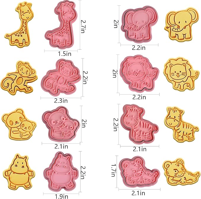 Animal Cookie Cutters With Plunger Stamps Set, 8 Piece 3D Animal Embossing - Image 3