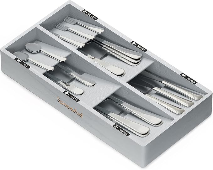 SpaceAid Bamboo Silverware Drawer Organizer by SpaceAid