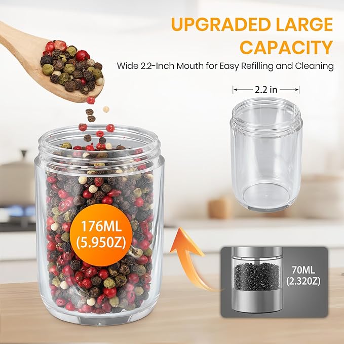 Rechargeable Gravity Electric Salt Grinder Set - Image 6
