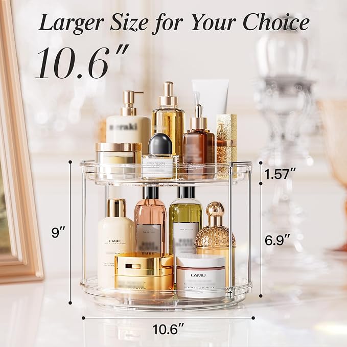 LAMU 4 Pack 10.6'' 2-Tier Lazy Susan Turntable Organizer Rotating Spice Rack - Image 5