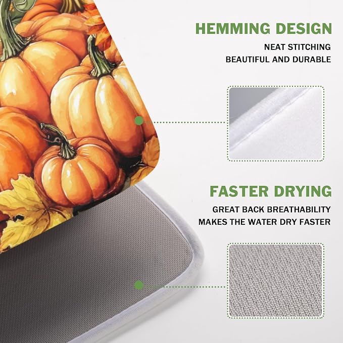 Fall Orang Pumpkin Dish Drying Mat - Image 4