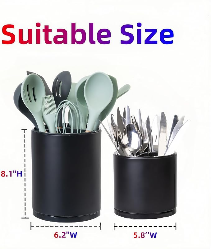 LIBODOUR Kitchen Utensil Holder Extra Large Rotating - Image 4