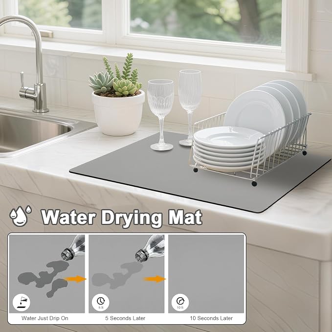 Dish Drying Mats for Kitchen Counter, Waterproof Coffee Mat for Countertop - Image 2