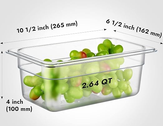 CURTA 6-Pack 1/4 Size 4" Deep NSF Polycarbonate Food Pans | Dishwasher & - Image 2