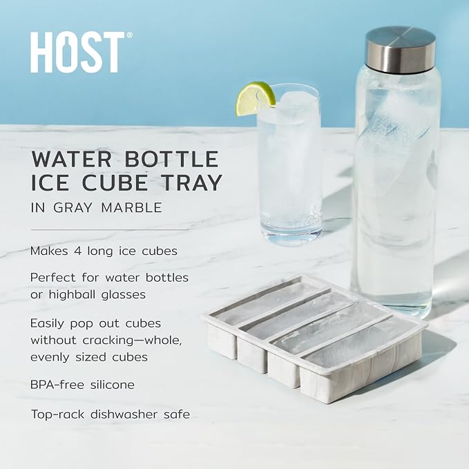 Host Ice Cube Tray, Makes Four 5-Inch Long Cubes, Durable Silicone Trays - Image 2
