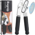 Can Opener Manual with Magnet, Soft Grip Rubber Handle Sharp Blade Smooth Edge by Bxgnip