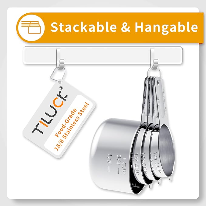 TILUCK Stainless Steel Measuring Cups & Spoons Set, Cups and Spoons, Kitchen - Image 3