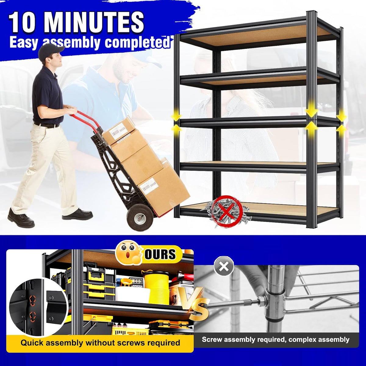 71"H-32"W-14"DGarage Shelving-5 Tier Garage Storage Shelves,Adjustable