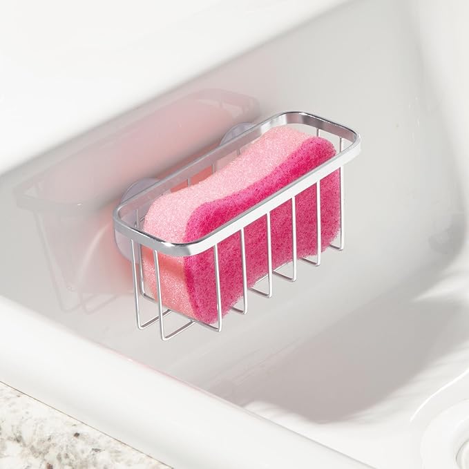 iDesign Stainless Steel Suction Sponge Holder, Kitchen Sink Sponge Caddy - Image 5