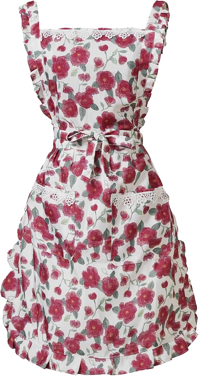 Funny Aprons for Women with Pockets, Kitchen Cooking Grilling Bbq Cute Chef by Aoomzoon