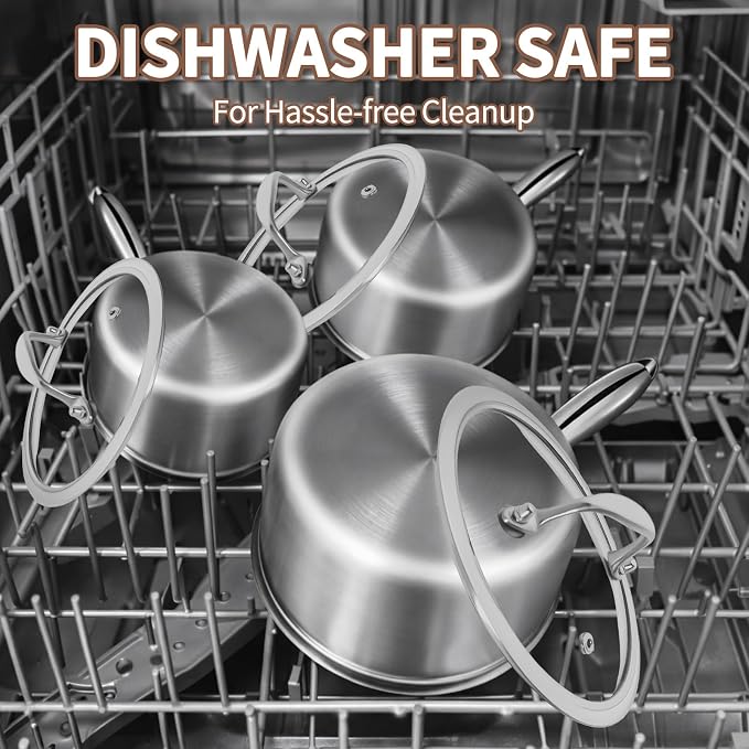 EWFEN 3 Ply Stainless Steel Sauce Pan Set - Image 9