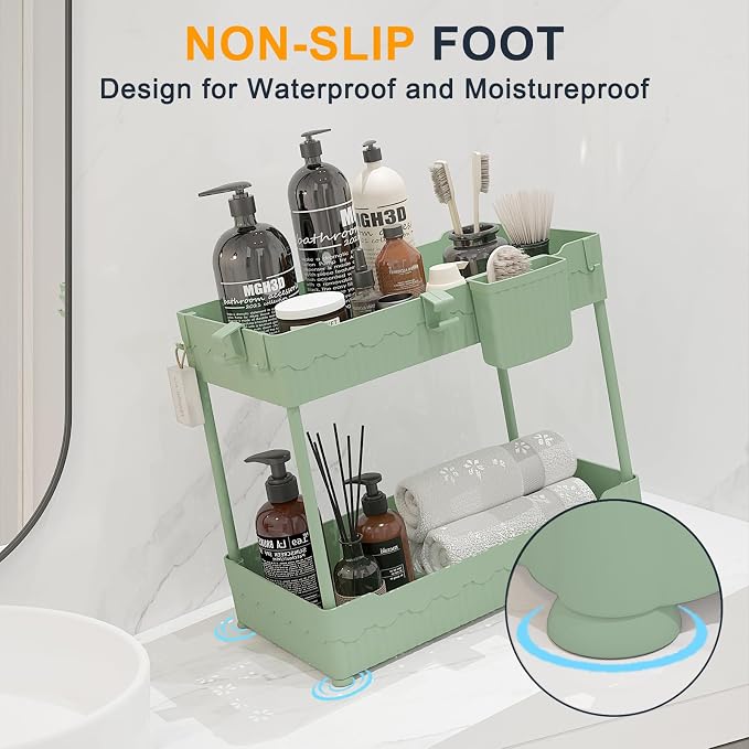 Sevenblue 2 Pack Under Sink Organizer, Under Bathroom Cabinet Organizer - Image 6