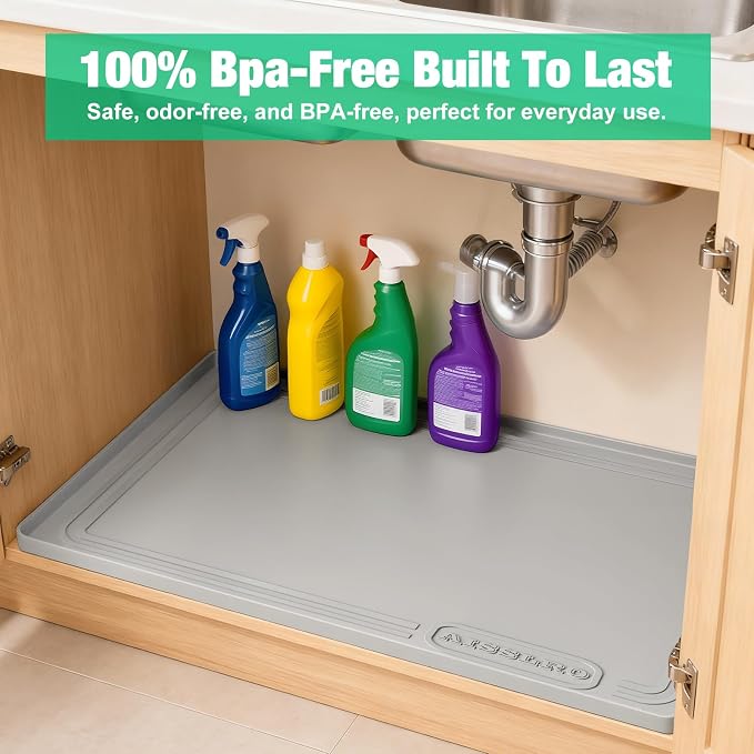Aisslro Under Sink Mat 34" X 22", Waterproof Silicone Cabinet Organizer - Image 9