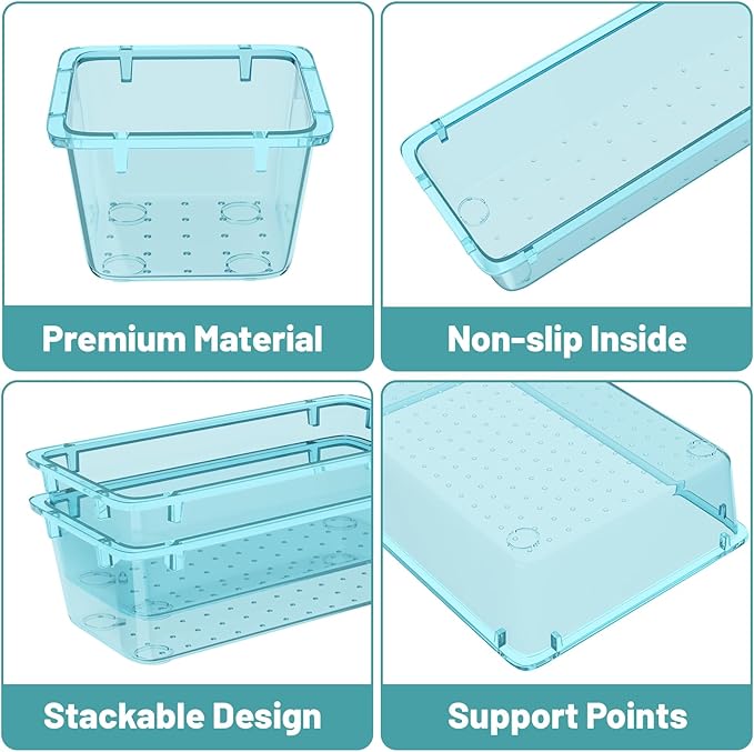WOWBOX 8 PCS Plastic Drawer Organizer Set, 4 Sizes Desk Drawer Organization and - Image 2