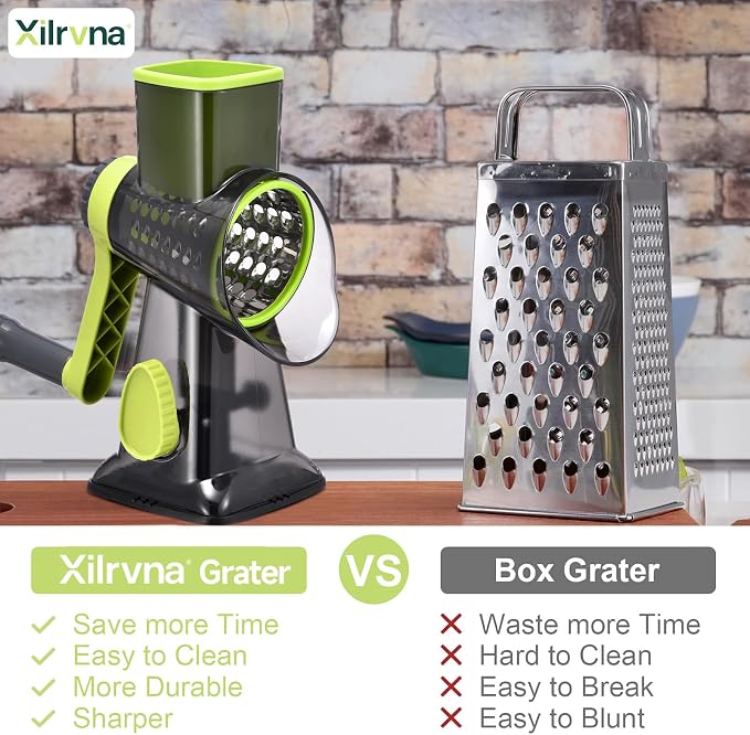 Rotary Cheese Grater with Handle Kitchen Shredder Slicer Grater Slicer Ice - Image 2