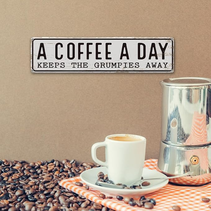 Coffee Signs Decor, A Coffee A Day Keeps the Grum Pies Away Sign, Farmhouse - Image 6
