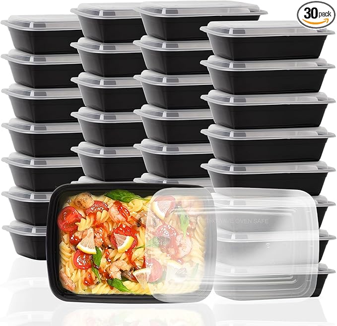 Ezalia 30 Pack Meal Prep Containers 38oz, Plastic To Go Food Containers by Ezalia