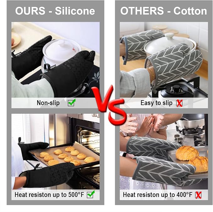 KEGOUU Oven Mitts and Pot Holders 6pcs Set, Kitchen Oven Glove High Heat - Image 5