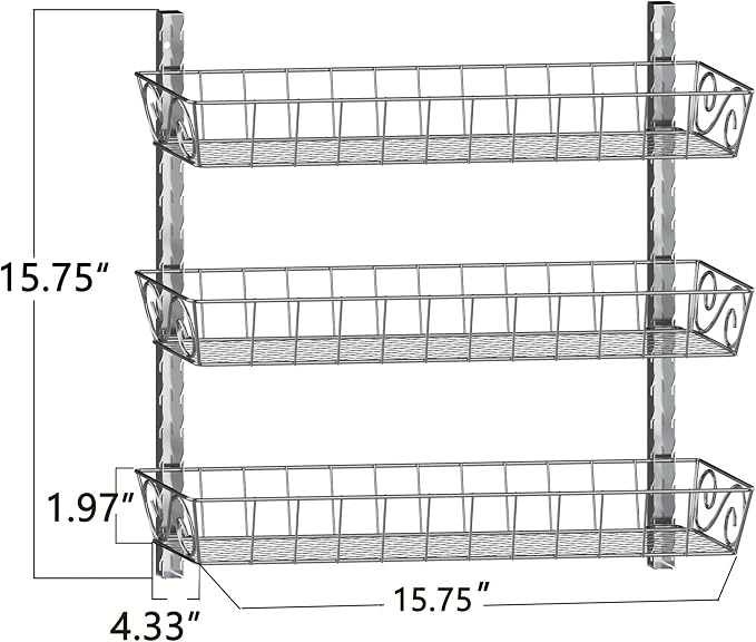 SWOMMOLY Adjustable Wall Mount Spice Rack, 3-Tier Dual-use Organizer - Image 3