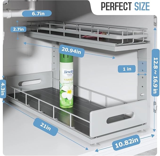 Under Sink Organizer Upgrade To Professional Rails, 2-Tier Dual Pull Out - Image 2