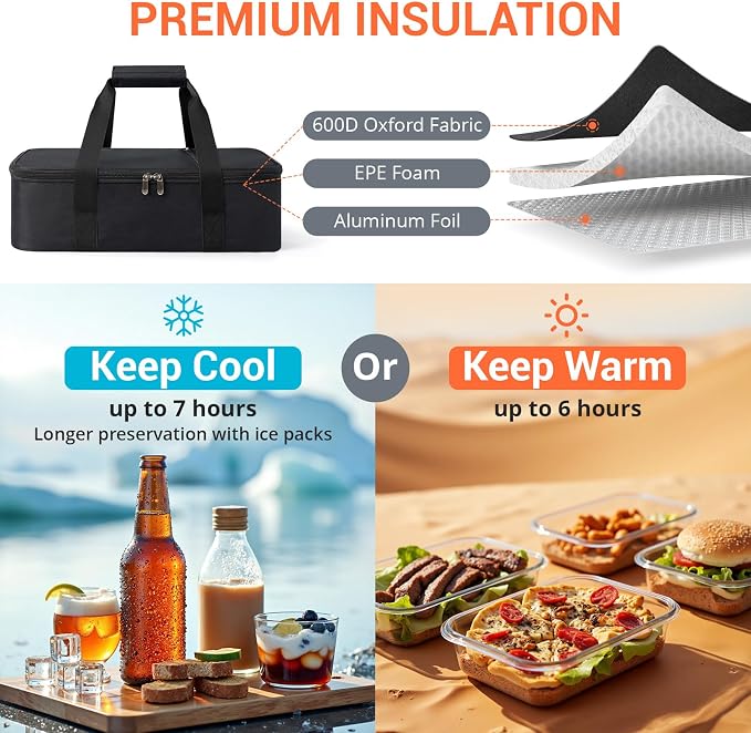 Insulated Casserole Carrier for Hot or Cold Food, Pie Carrier Bag Lunch Bag - Image 4
