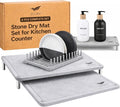 6 PCS Stone Drying Mat Set for Kitchen Counter, 2 Large Diatomaceous Earth Dish by Unknown