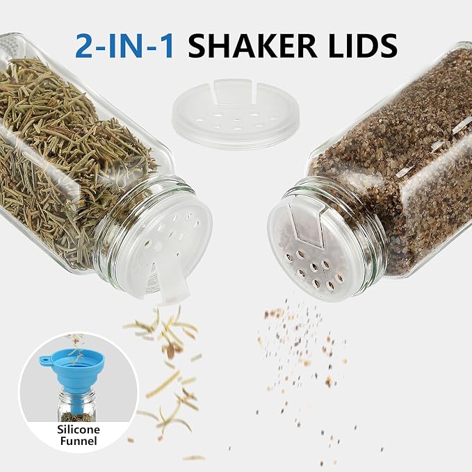 24Pcs Glass Spice Jars with Labels, 4oz Spice Containers with Bamboo Lids - Image 3