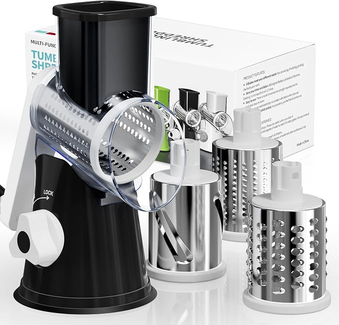Cheese Grater Hand Crank, Rotary Cheese Shredder by Nexsujo
