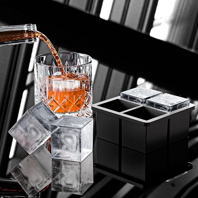 Bangp Large Ice Cube Tray for Whiskey, Silicone Ice Cube Trays 2 Pack, Large - Image 5