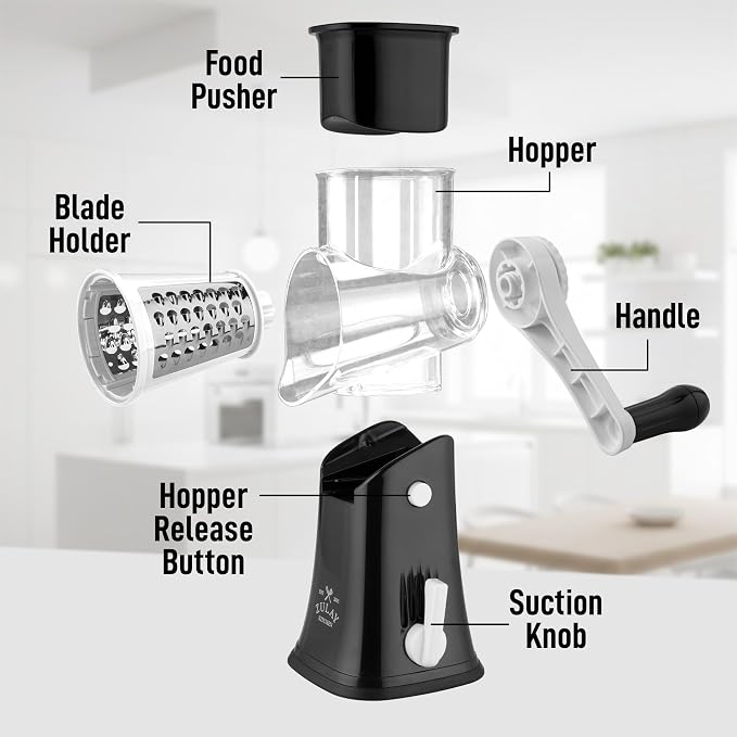 Zulay Kitchen Rotary Cheese Grater 5 Blade Cheese Shredder - Image 8