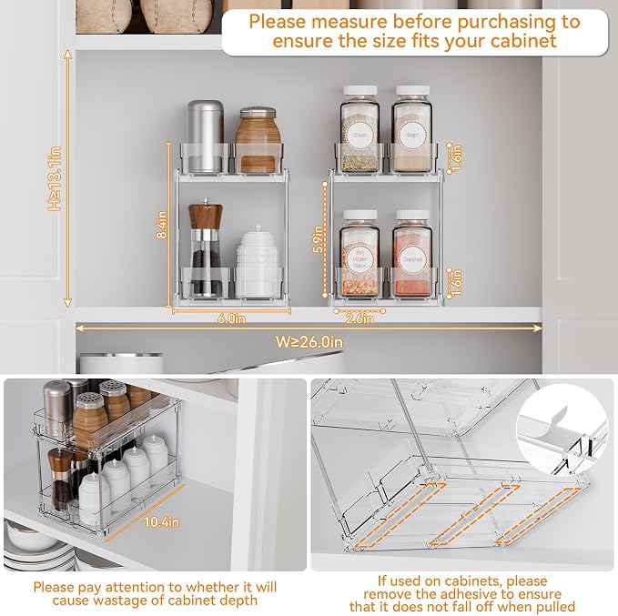 Yieach 2 Tier Sliding Spice Racks - Image 4