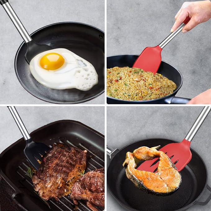 Silicone Spatula and Cooking Spoon, 5 Pack Non-Stick Cooking Utensils - Image 7