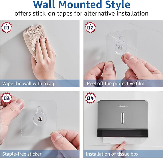 Paper Towel Dispenser Wall Mount, Large Capacity 200 Sheets, No Drilling - Image 6