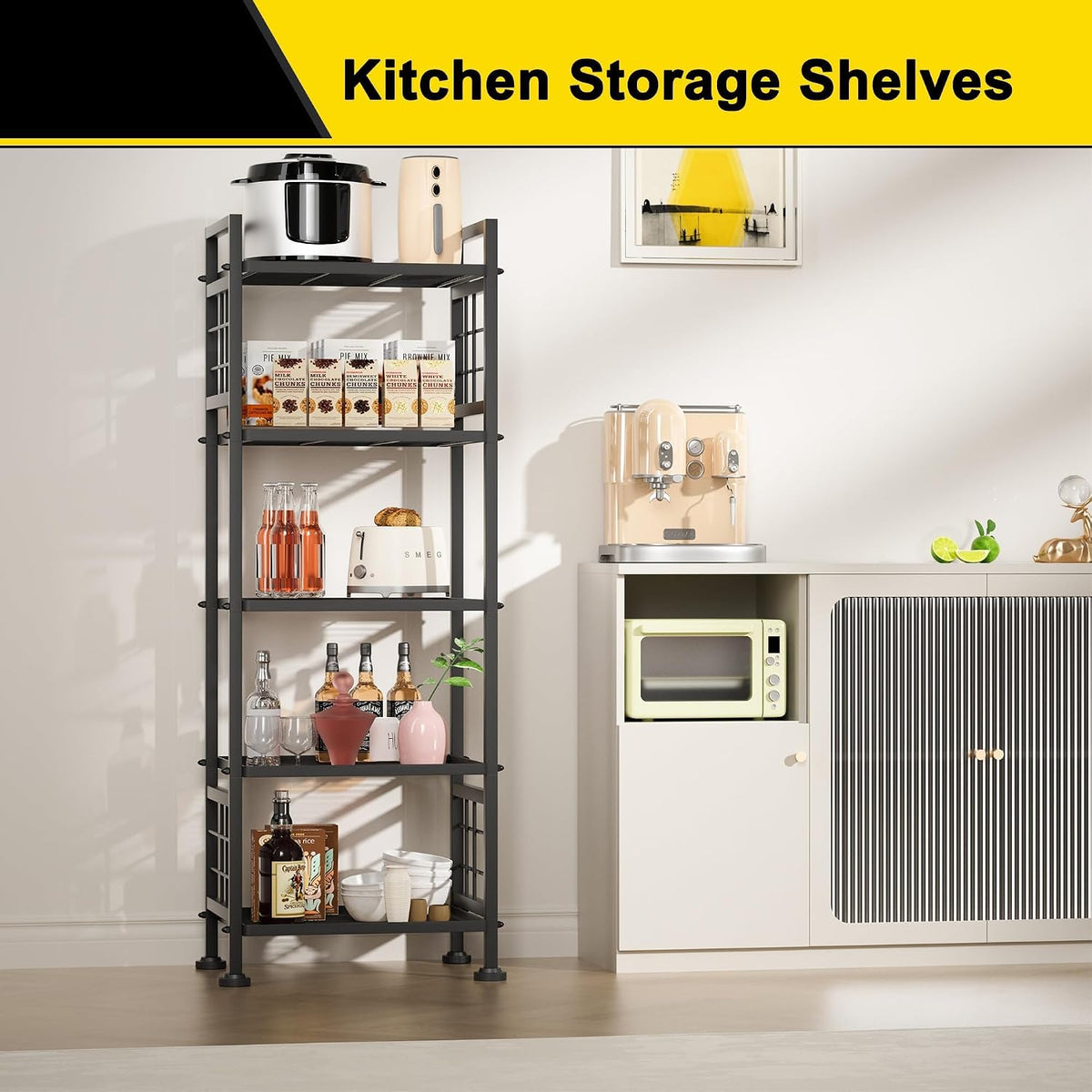 GIOTORENT 5-Wire Standing Book Shelf & Bookcase, Metal Storage