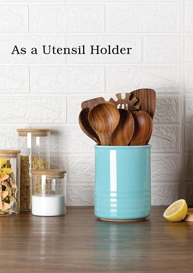 ABRUTY Utensil Holder, 6.7" Ceramic Kitchen Utensil Crock - Image 3