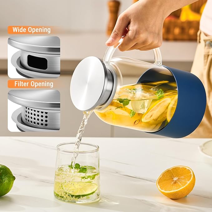 PARACITY Water Pitcher with Silicone Base 61oz/ 1.8L, Hot& Cold Glass Pitcher - Image 3