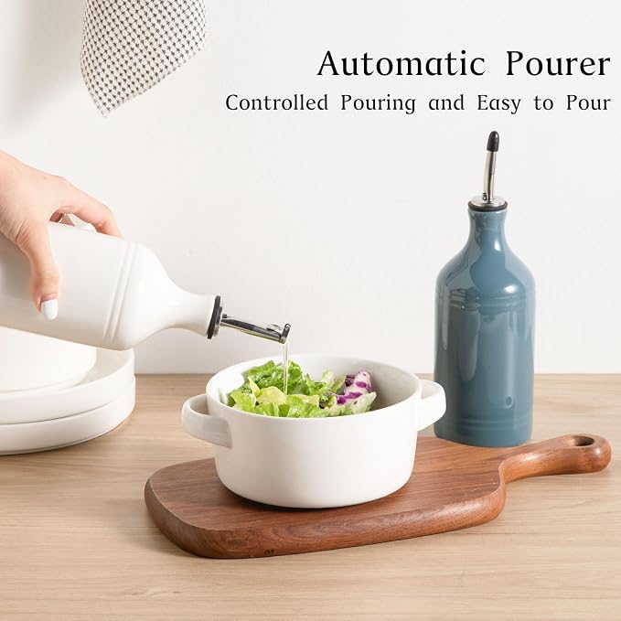 Sweejar Ceramic Olive Oil Dispenser Bottle Set, Opaque Oil Cruet Protects to - Image 3