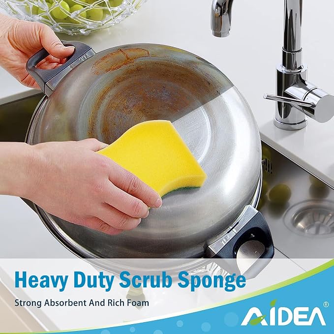 AIDEA Sponges Kitchen, 24 Pack Heavy Duty Dish Sponge, Cleaning Dish Scrubber - Image 5