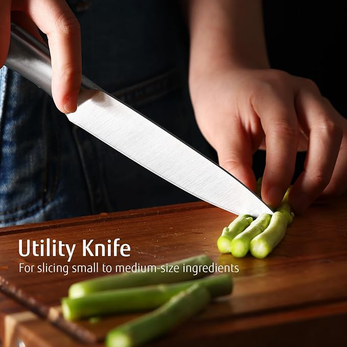 hecef Silver Kitchen knife set of 3, Satin Finish Blade - Image 6