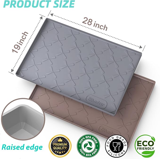 SIKADEER 28" x 19" Under Sink Mat Waterproof, Silicone Mat Kitchen Drawer Shelf - Image 3
