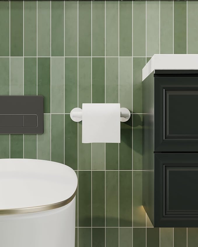 RARXTR White Toilet Paper Holder SUS304 Stainless Steel Double Post Pivoting - Image 4