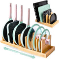 Pots and Pans Organizer under Cabinet, Bamboo Expandable Bakeware and Cutting by cleanclue