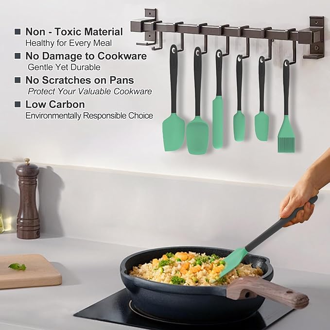 Silicone Spatula Set, 6 Pieces Food Grade Kitchen Utensils - Image 4