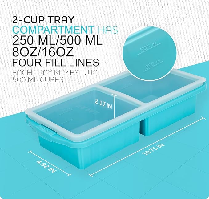 Silicone Freezer Tray With Lid-Soup Freezer Container molds-Large Ice Cube Tray - Image 7