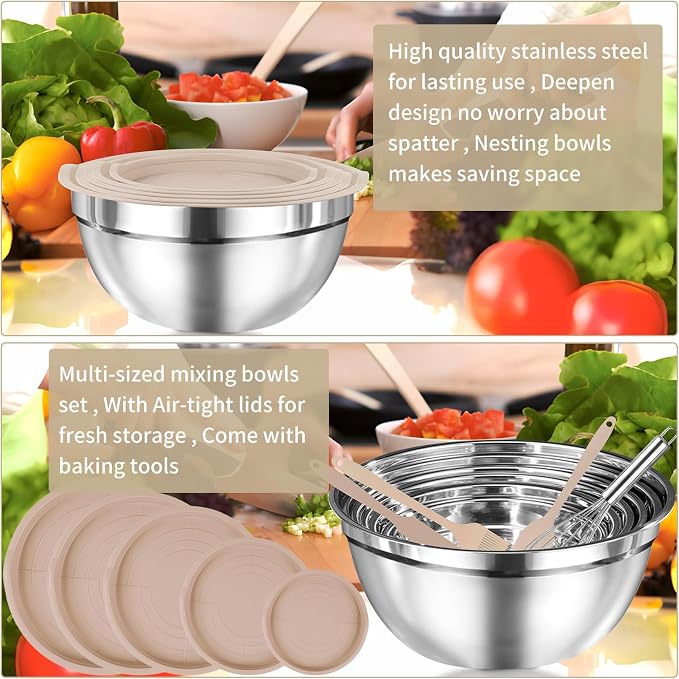 WEPSEN Mixing Bowls Set, Measuring Cups and Spoons - Image 7