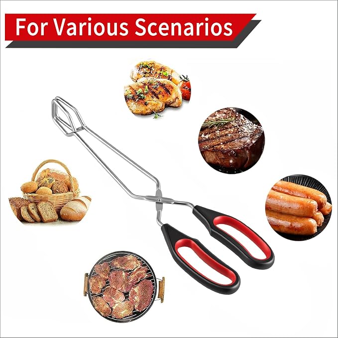 2-Pcs Stainless Steel Scissor Tongs, 9.25-Inch and 11-Inch set Kitchen cooking - Image 4