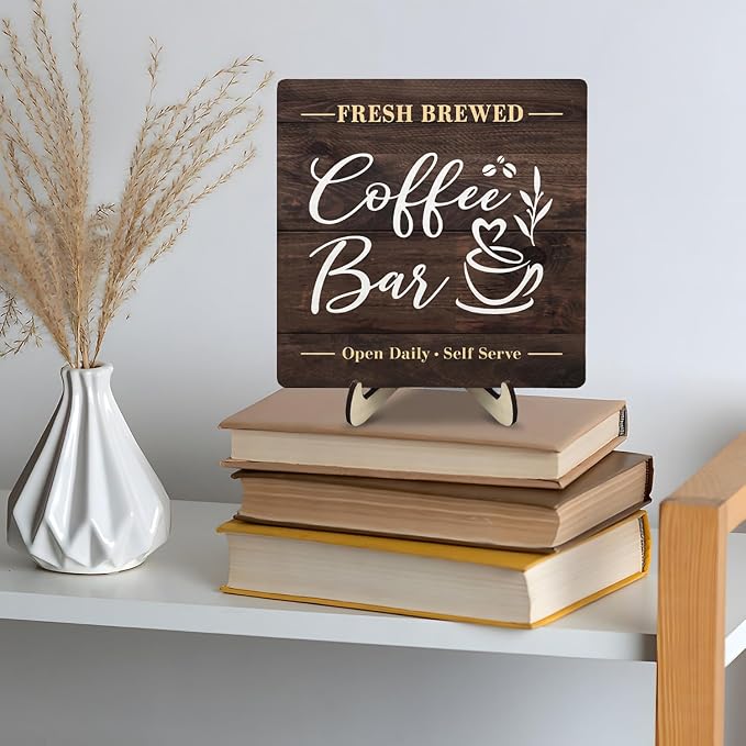 Coffee Bar Sign Plaque, Rustic Wooden Tabletop Plaque - Image 8