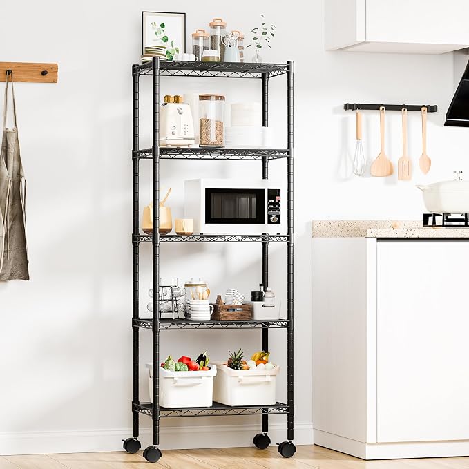 DUMOS 5-Tier Metal Wire Storage Shelves, Adjustable Standing Storage Rack Shelf - Image 4